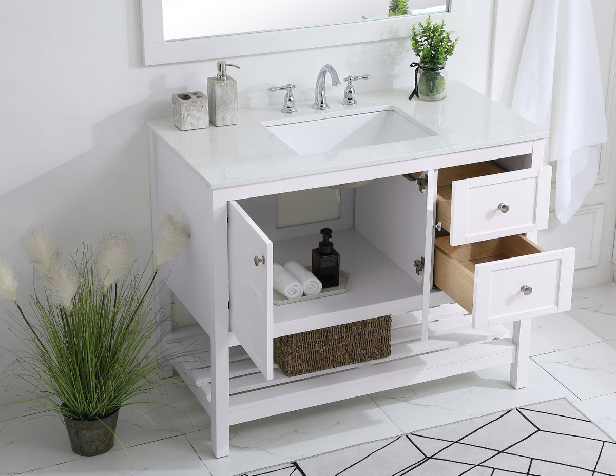 42 inch Single Bathroom Vanity in White
