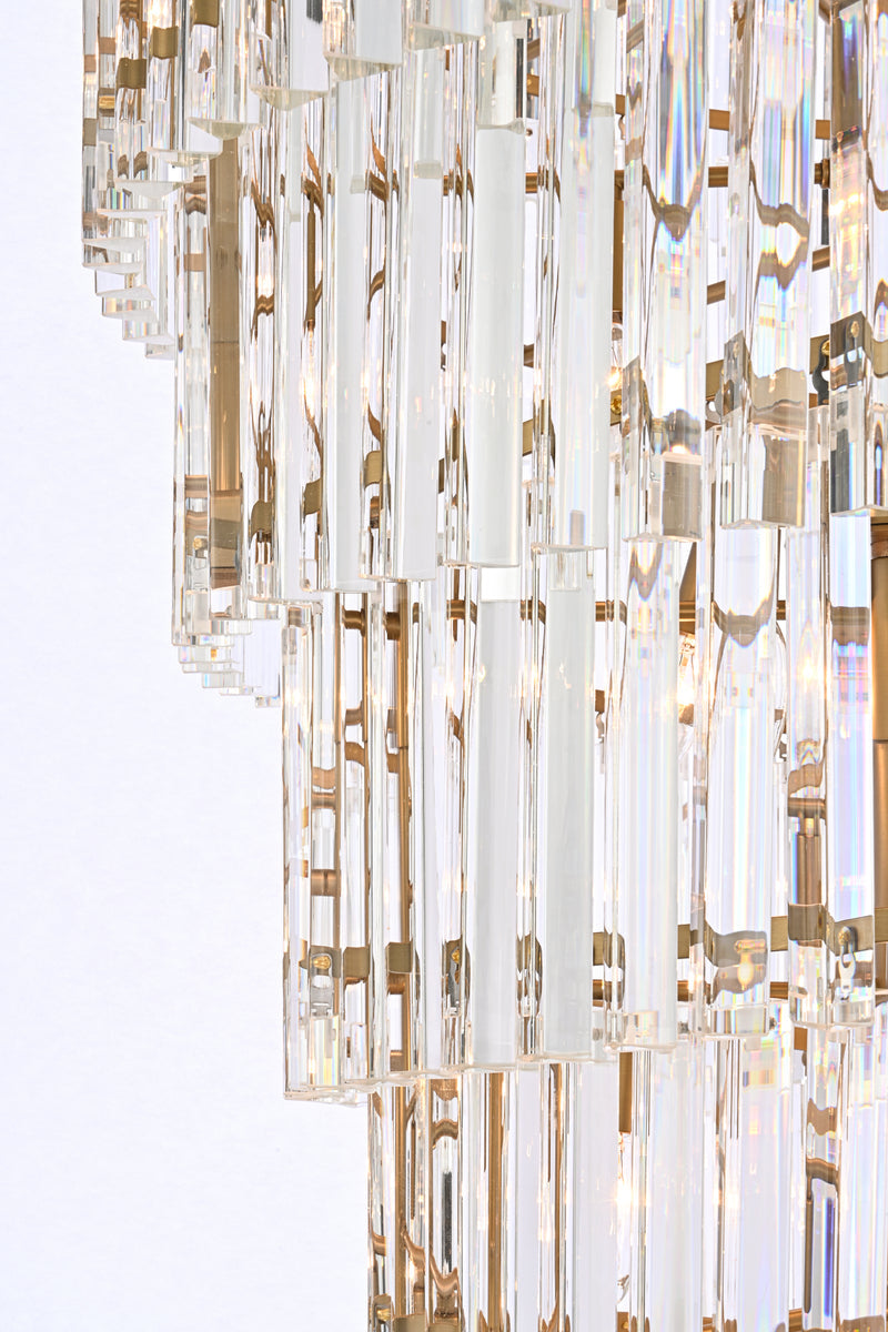 Sydney 48 inch spiral crystal chandelier in satin gold