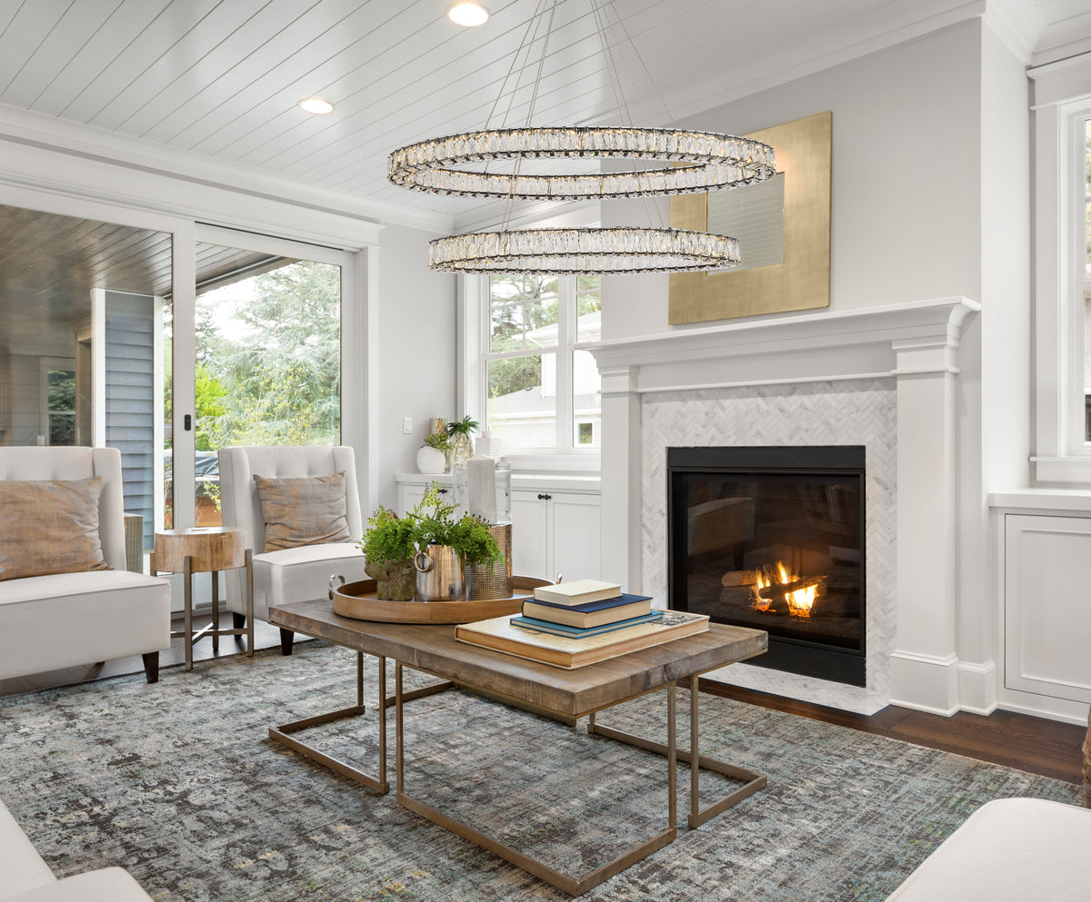 Monroe 48 inch LED oval double ring pendant in black