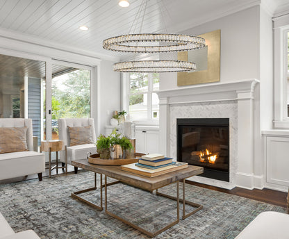 Monroe 48 inch LED oval double ring pendant in black