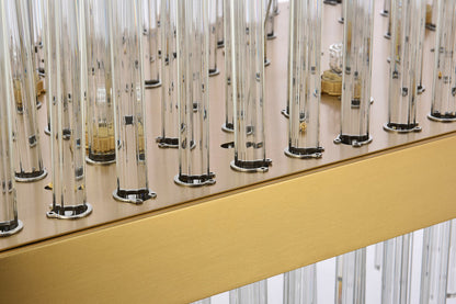 Dallas 48 inch rectangle crystal pendant in satin gold