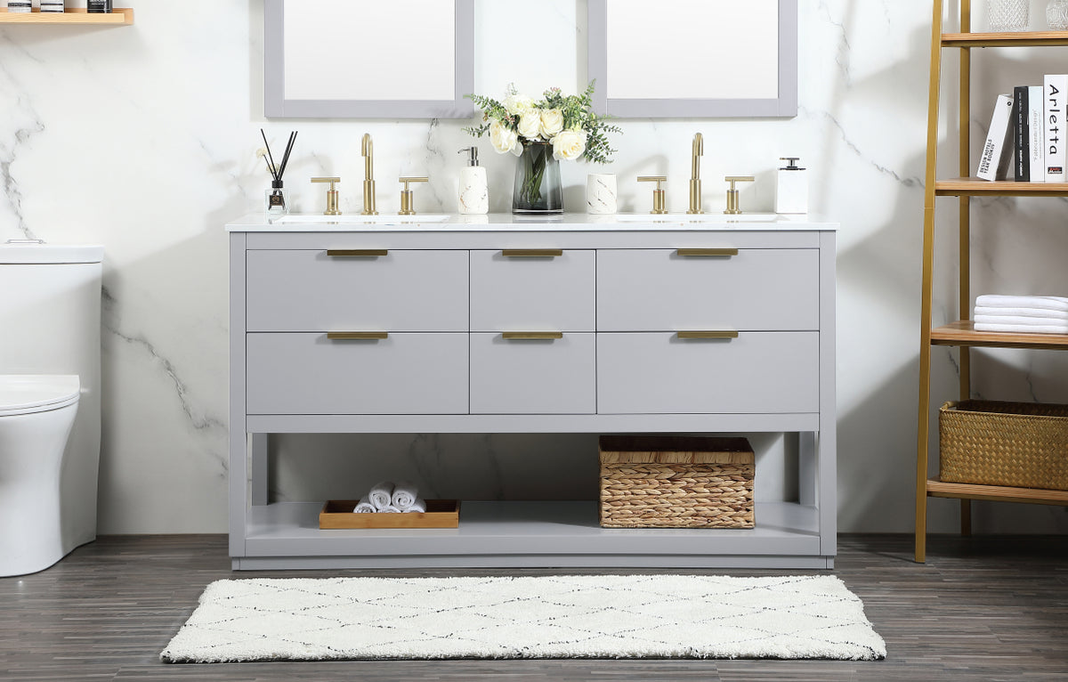 60 inch Single bathroom vanity in grey