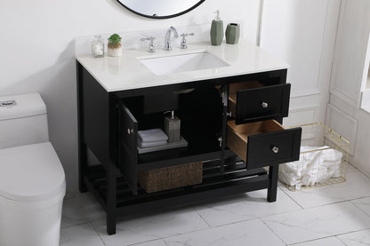 42 inch Single Bathroom Vanity in Black with Backsplash