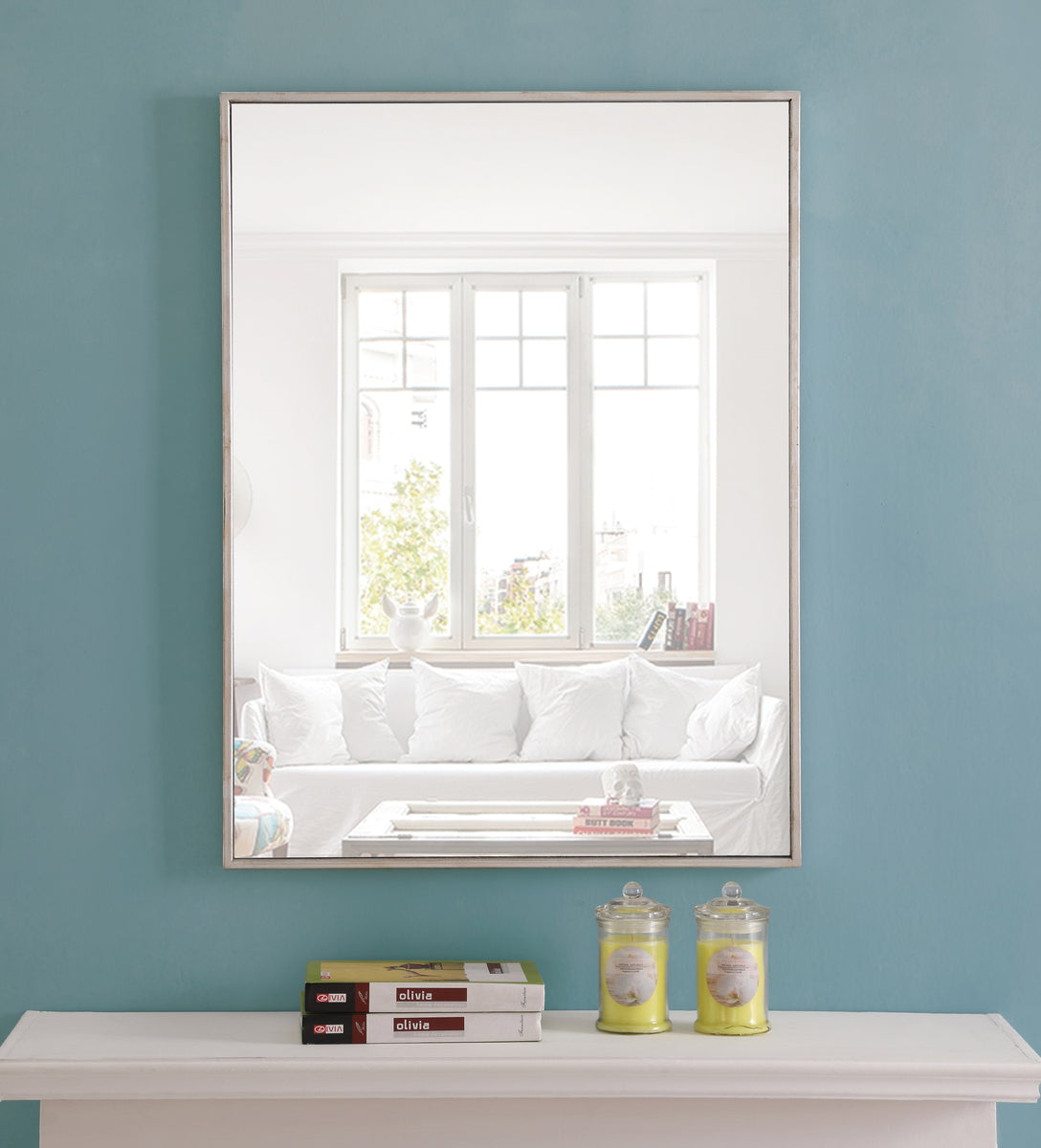 Metal frame Rectangle Mirror 24 inch Silver
