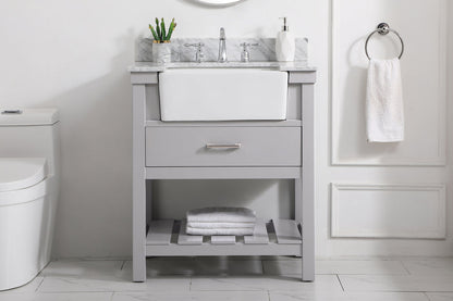 30 inch Single bathroom vanity in grey with backsplash