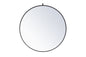 Metal frame round mirror with decorative hook 39 inch in Black