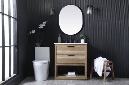 30 Inch SIngle Bathroom Vanity In Natural Oak