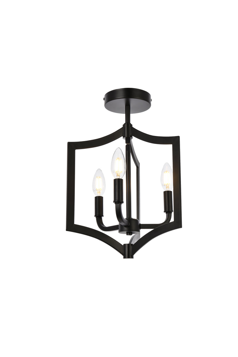 Kiera 3 lights flush mount in black
