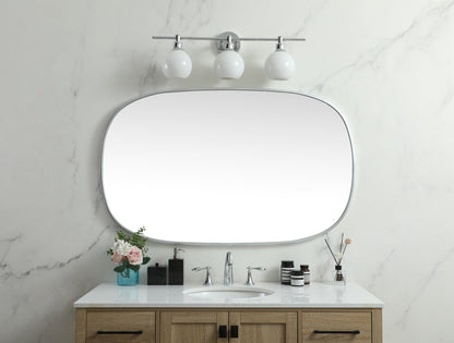Metal Frame Oval Mirror 30x48 Inch in Silver