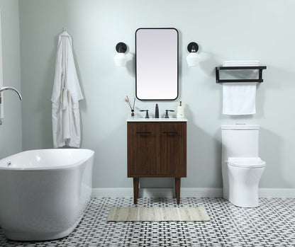 24 inch Single bathroom vanity in walnut