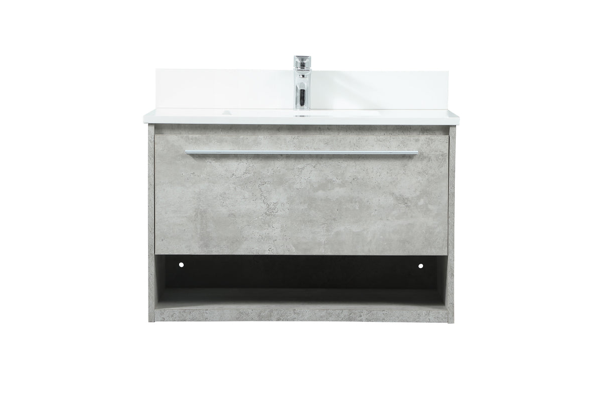 30 inch Single bathroom vanity in concrete grey with backsplash
