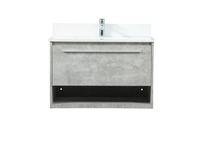 30 inch Single bathroom vanity in concrete grey with backsplash