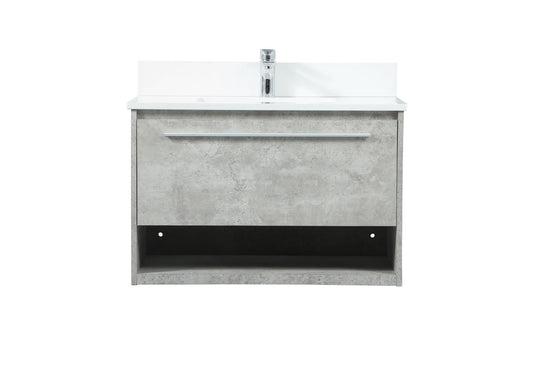 30 inch Single bathroom vanity in concrete grey with backsplash