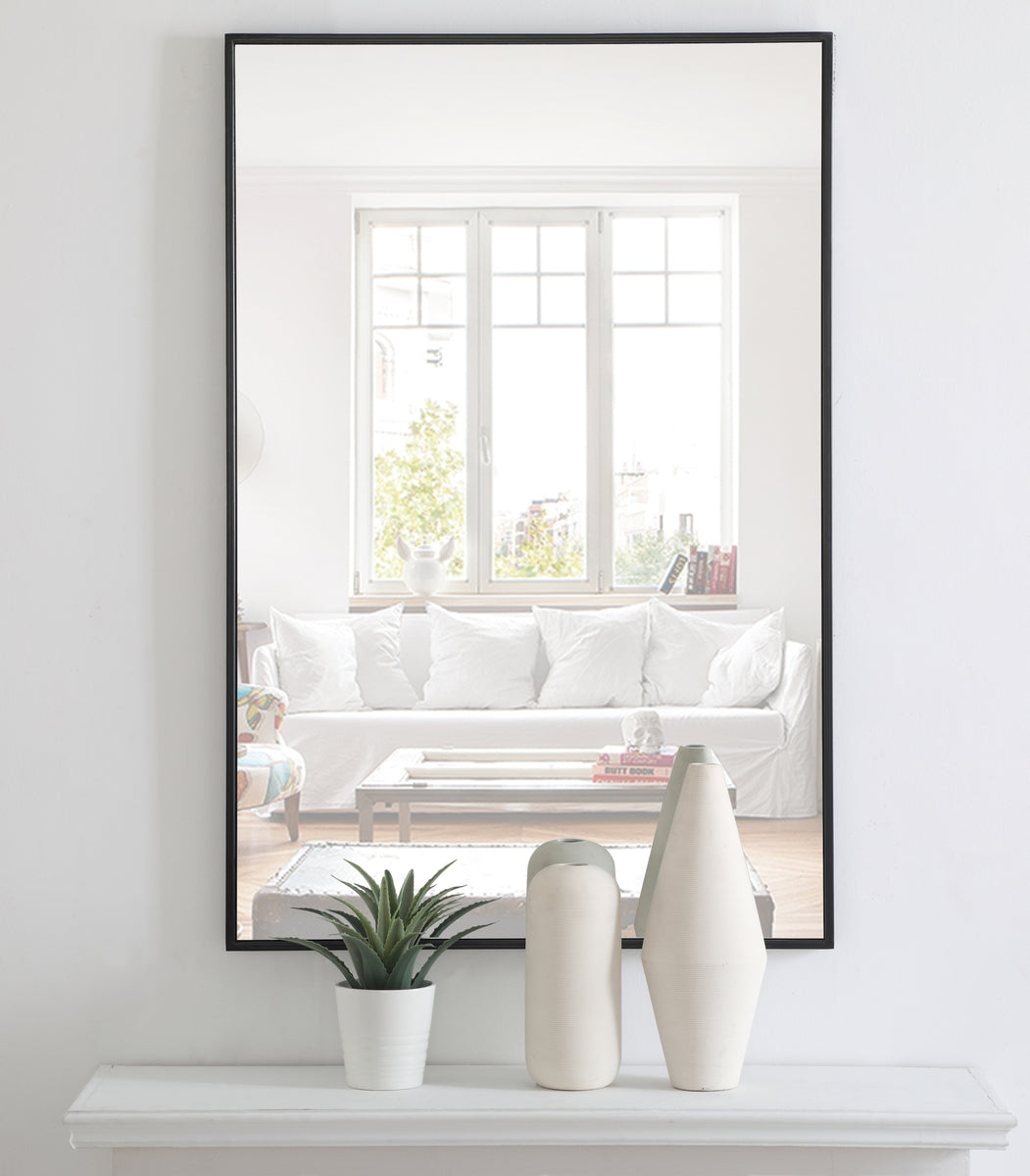 Metal frame Rectangle Mirror 28 inch Black