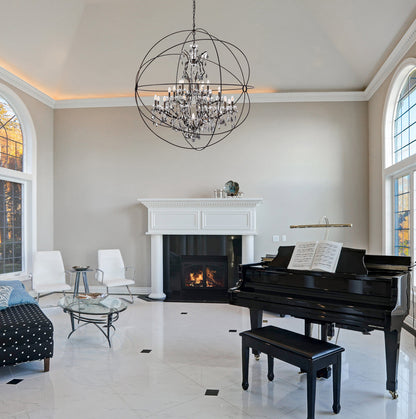 Geneva 25 light Dark Bronze Chandelier Silver Shade (Grey) Royal Cut crystal