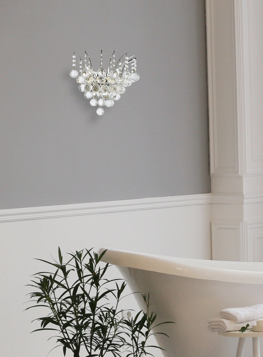 Victoria 3 light Chrome Wall Sconce Clear Royal Cut Crystal