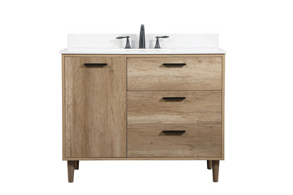 42 inch Single bathroom vanity in natural oak with backsplash