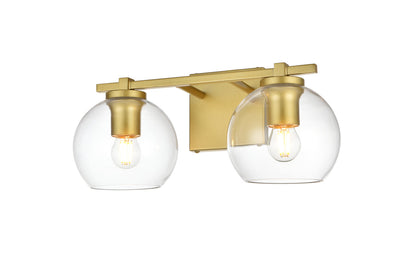 Juelz 2 light Brass and Clear Bath Sconce