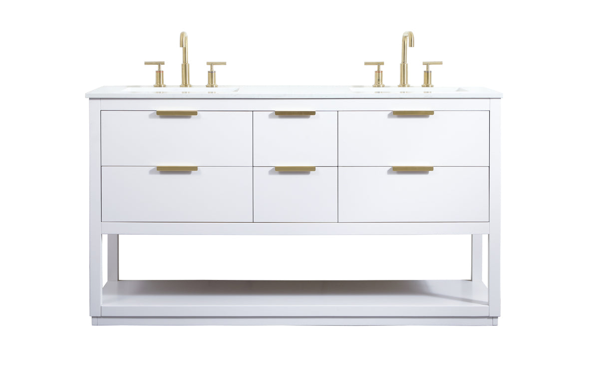 60 inch Single bathroom vanity in white