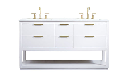 60 inch Single bathroom vanity in white