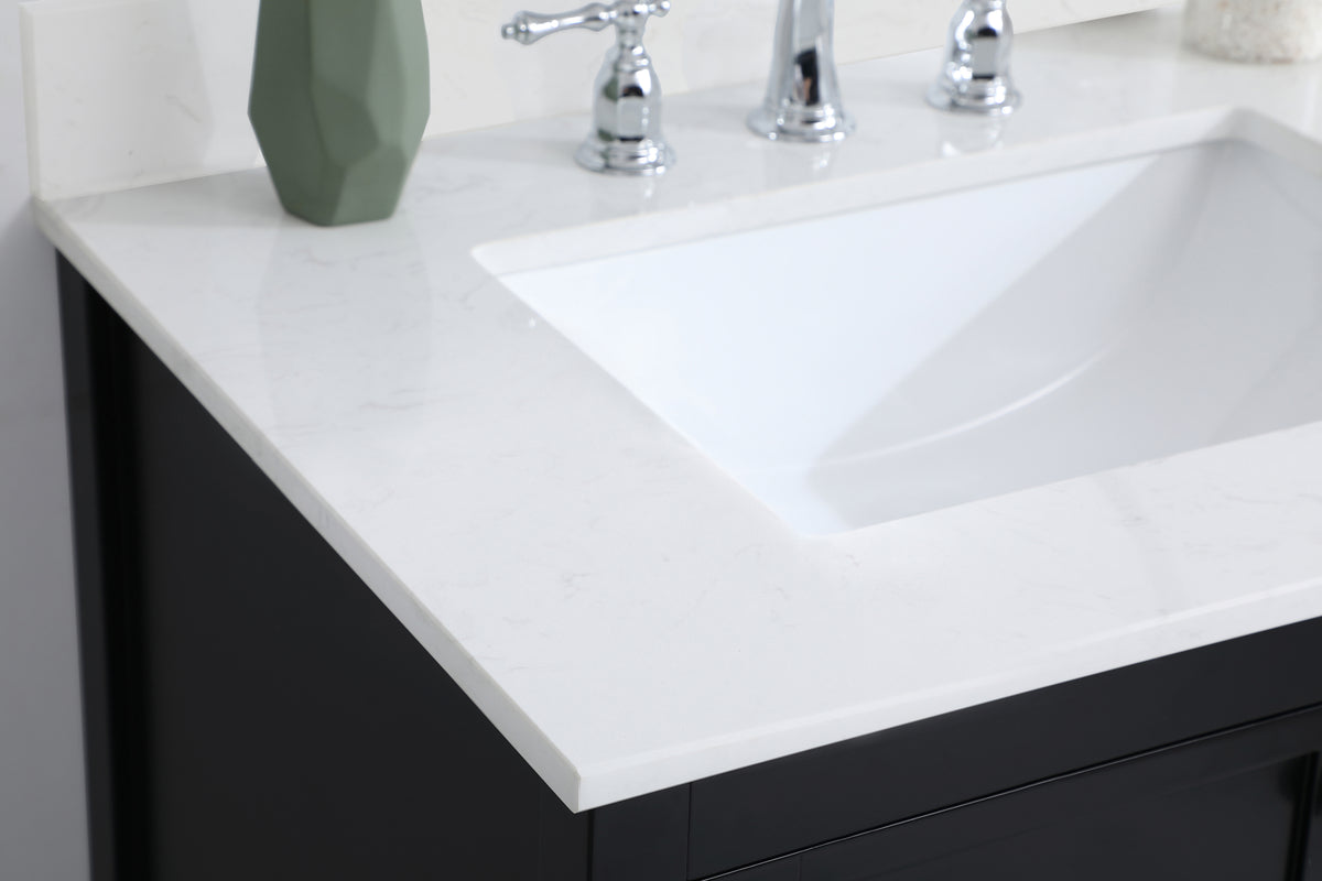 30 inch Single Bathroom Vanity in Black with Backsplash