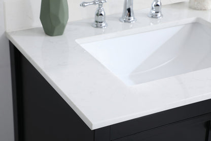 30 inch Single Bathroom Vanity in Black with Backsplash