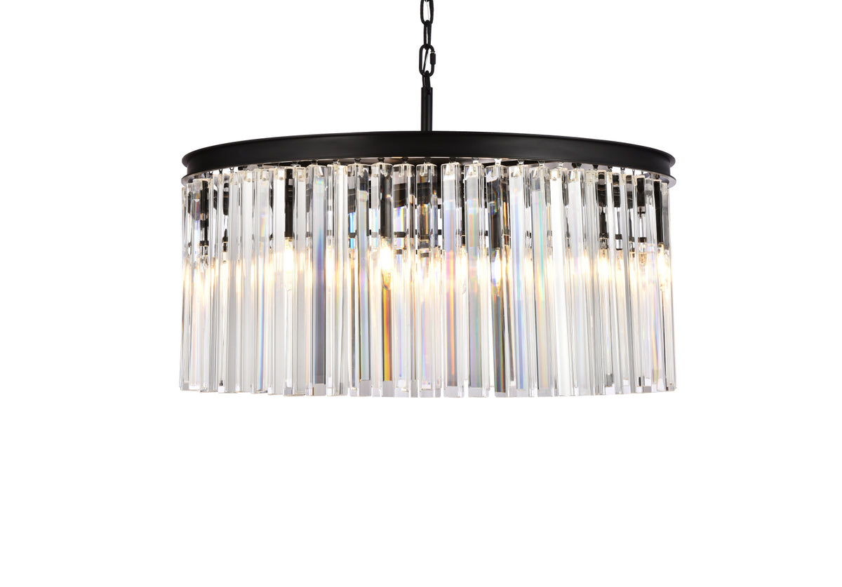 Sydney 8 light Matte Black Chandelier Clear Royal Cut Crystal
