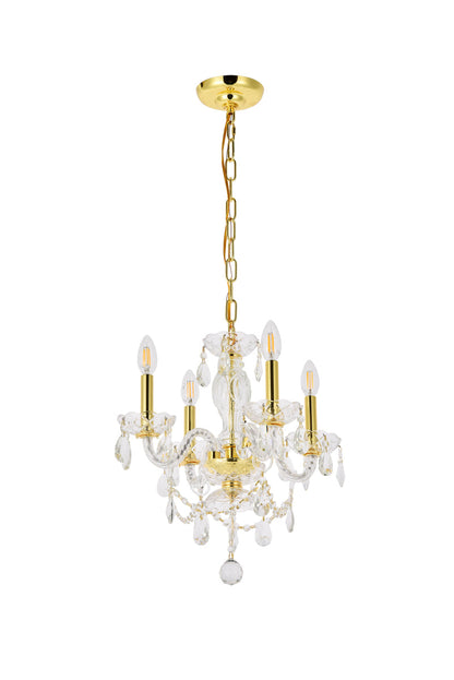 Princeton 4 light Gold Pendant Clear Royal Cut Crystal