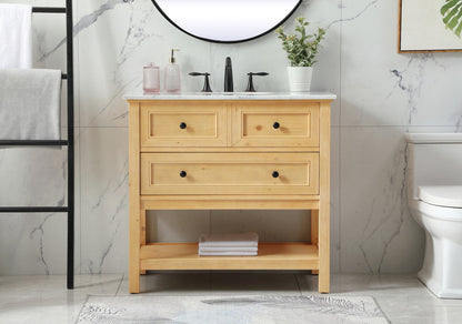36 inch Single bathroom vanity in natural wood