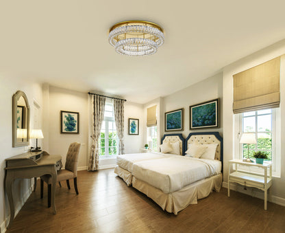 Monroe LED light Gold Flush Mount Clear Royal Cut Crystal