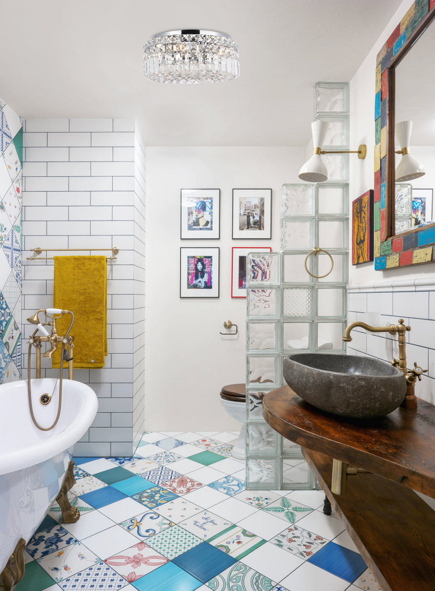 Maxime 4 light Chrome Flush Mount Clear Royal Cut Crystal