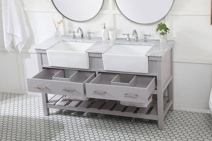 60 inch double bathroom vanity in grey