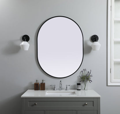 Metal Frame Oval Mirror 30x40 Inch in Black