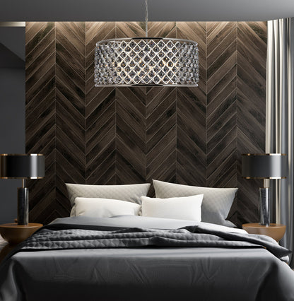 Madison 10 light polished Nickel Chandelier Silver Shade (Grey) Royal Cut Crystal