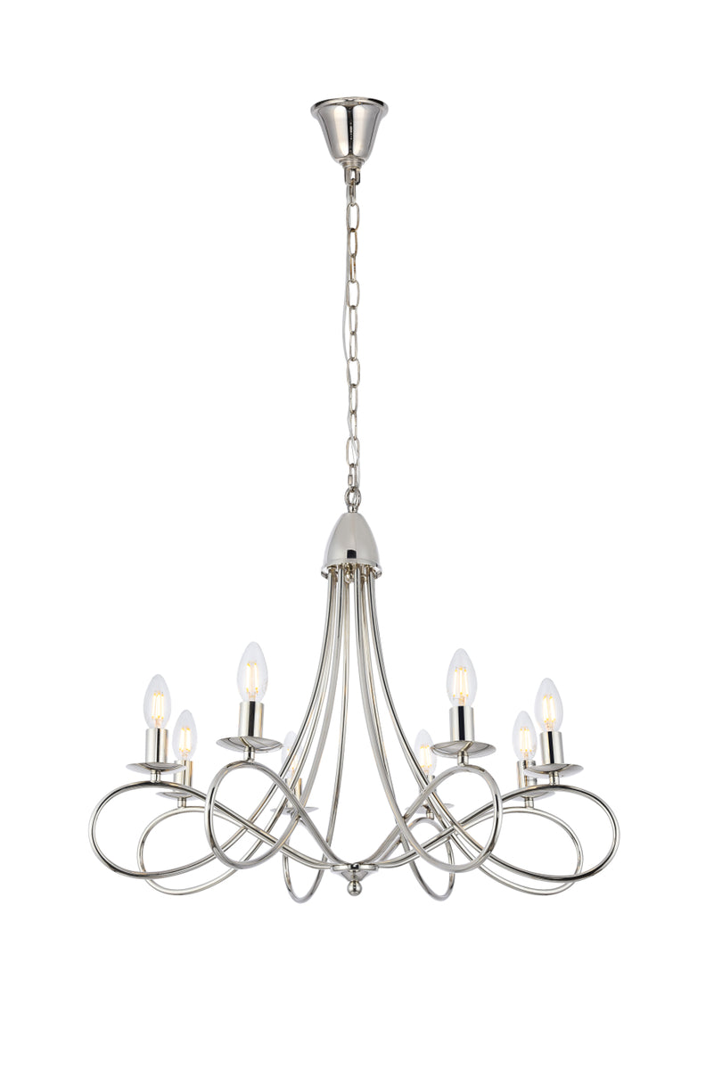 Lyndon 8 light polished Nickel Pendant