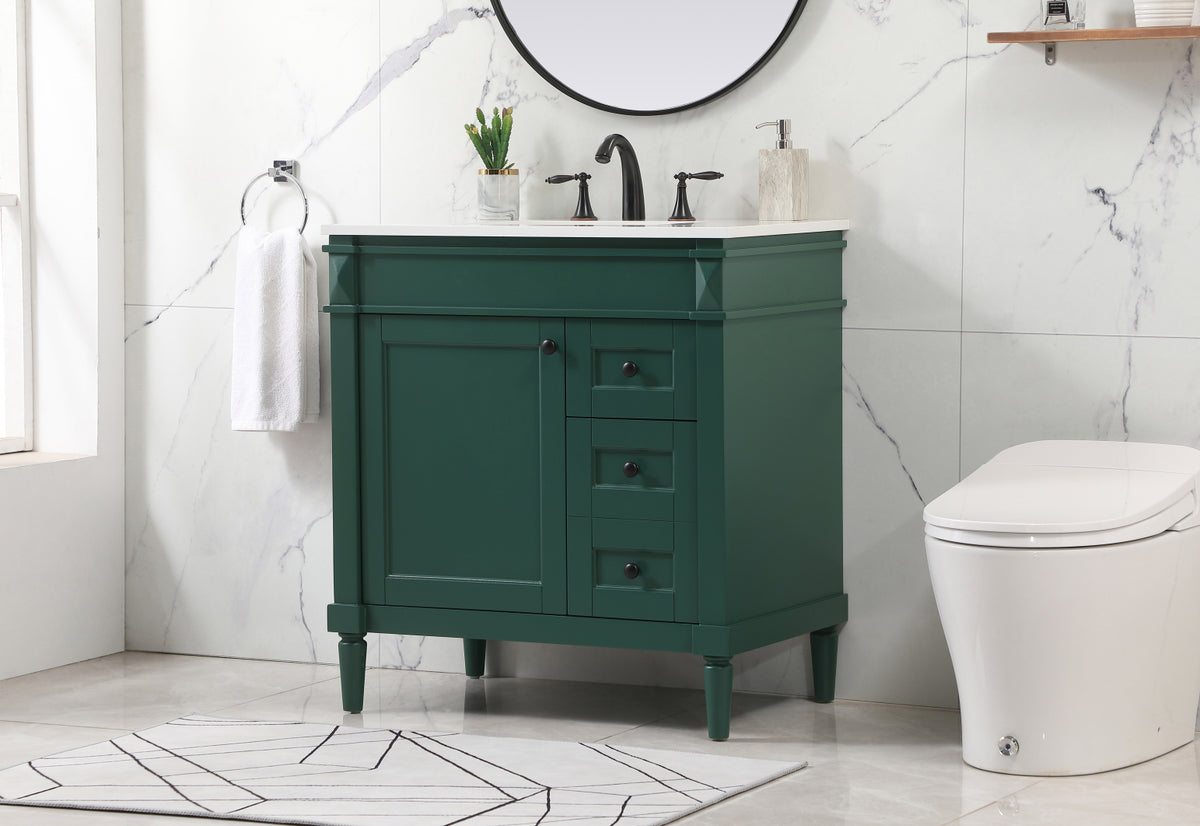 32 inch Single bathroom vanity in green