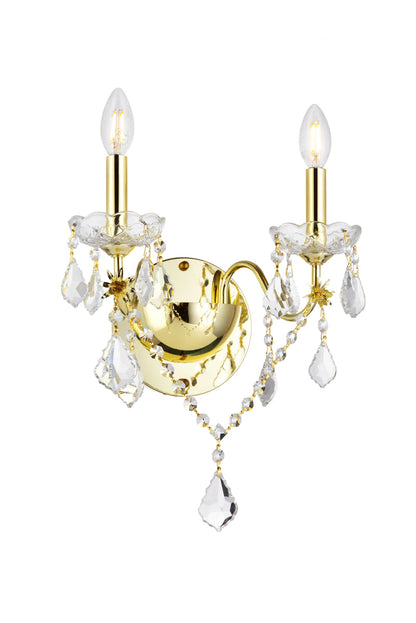 St. Francis 2 light Gold Wall Sconce Clear Royal Cut Crystal