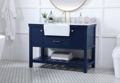 48 inch Single bathroom vanity in blue with backsplash