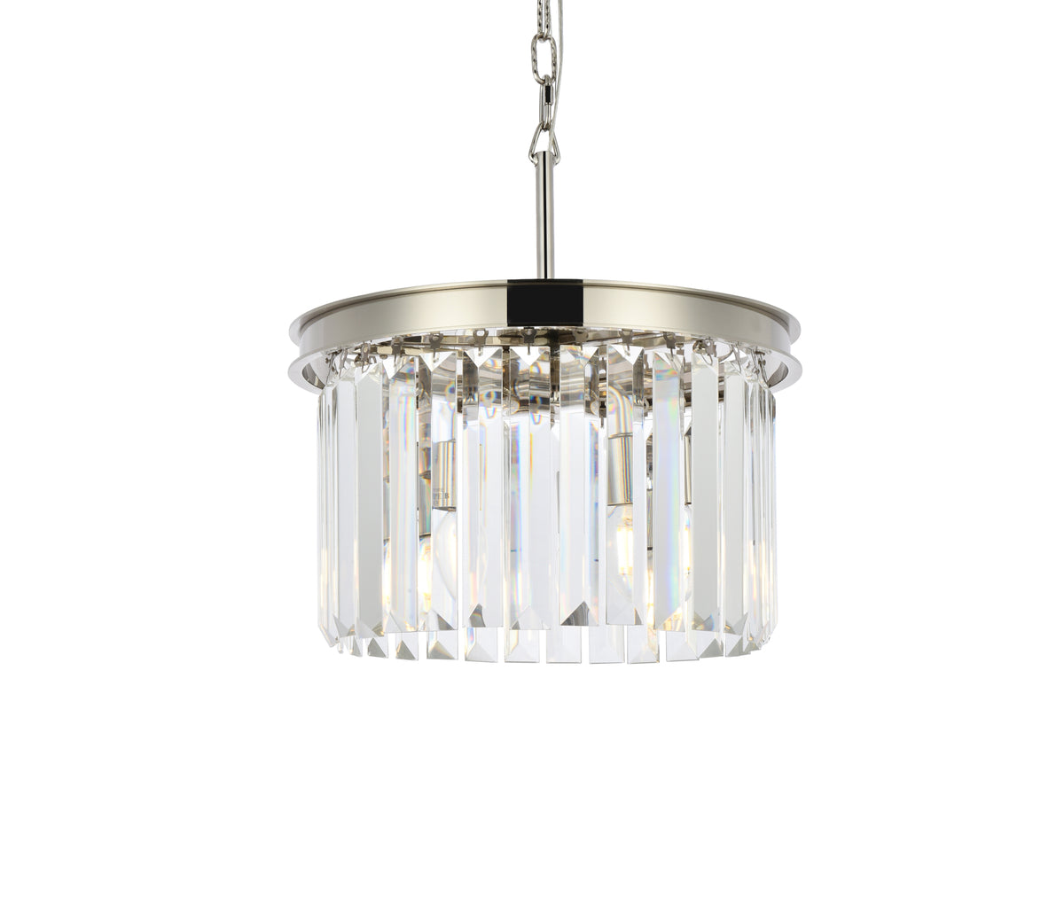 Sydney 3 light polished nickel Pendant Clear Royal Cut Crystal