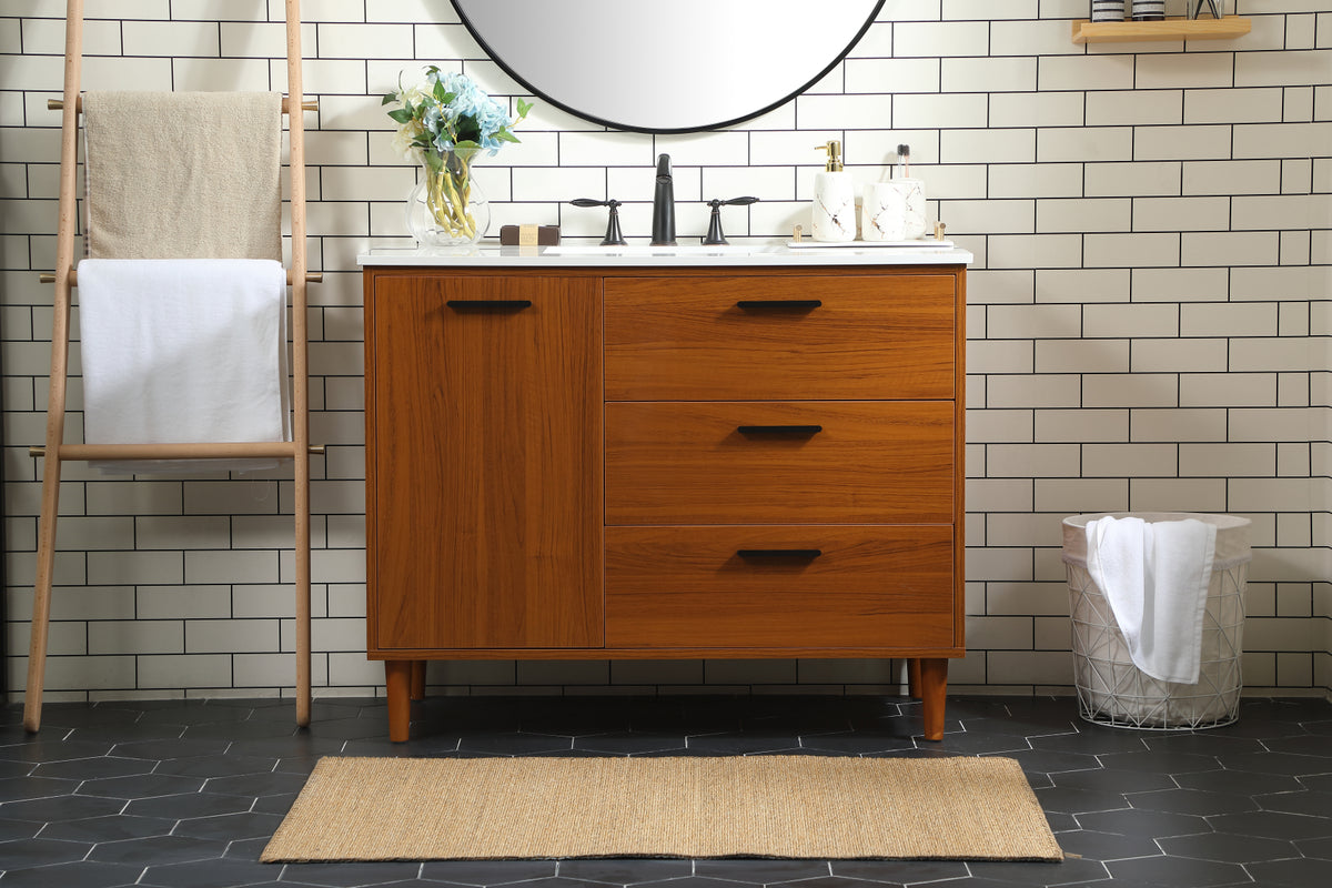 42 inch bathroom vanity in Teak