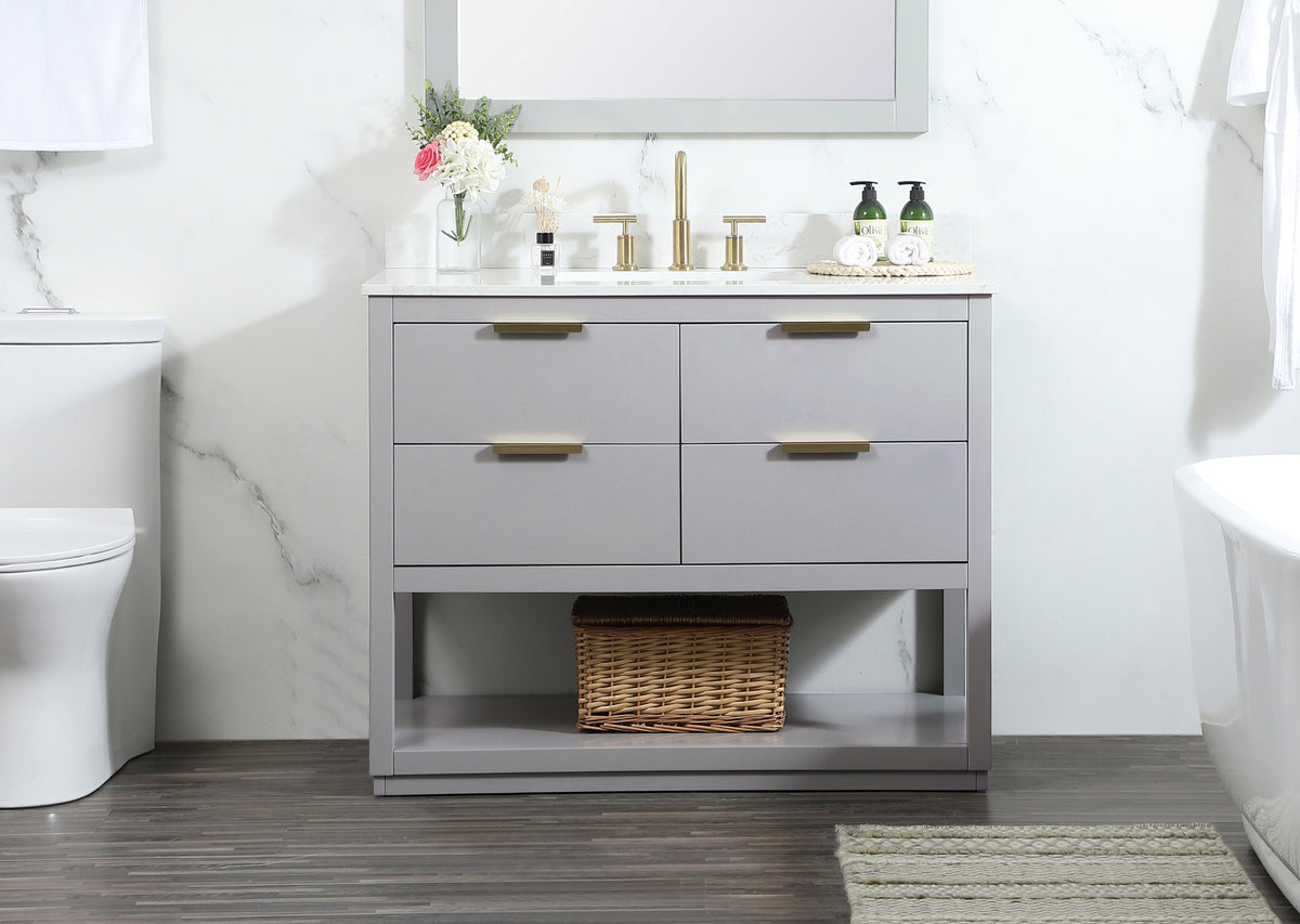42 inch Single bathroom vanity in grey with backsplash