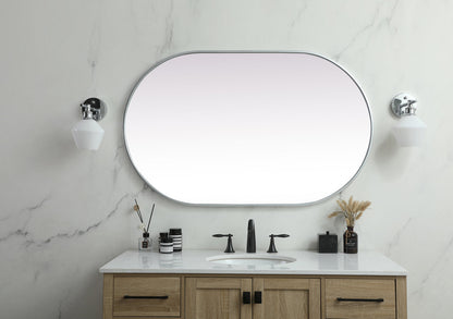 Metal Frame Oval Mirror 30x48 Inch in Silver