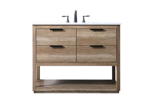42 Inch SIngle Bathroom Vanity In Natural Oak