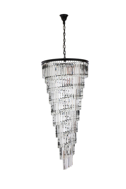 Sydney 30 inch spiral crystal chandelier in matte black