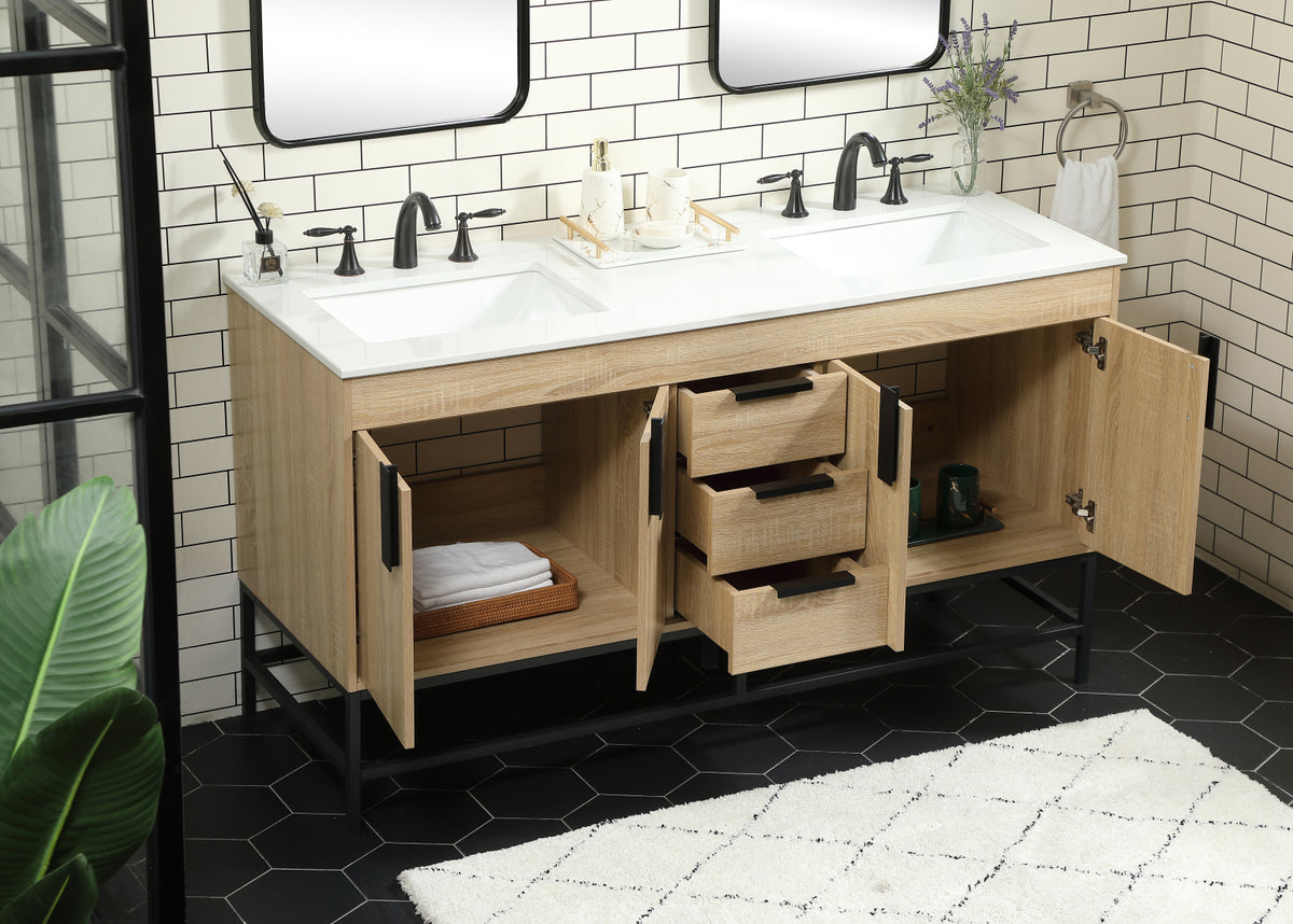 60 inch double bathroom vanity in mango wood