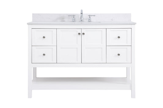 48 inch Single Bathroom Vanity in White with Backsplash