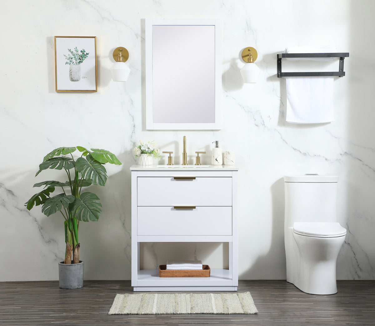 30 inch Single bathroom vanity in white