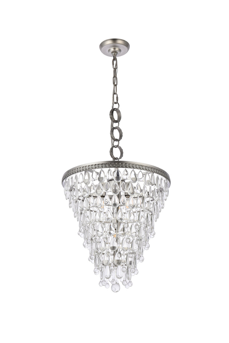 Nordic 5 light antique silver Pendant Clear Royal Cut Crystal