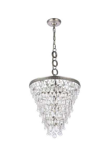 Nordic 5 light antique silver Pendant Clear Royal Cut Crystal