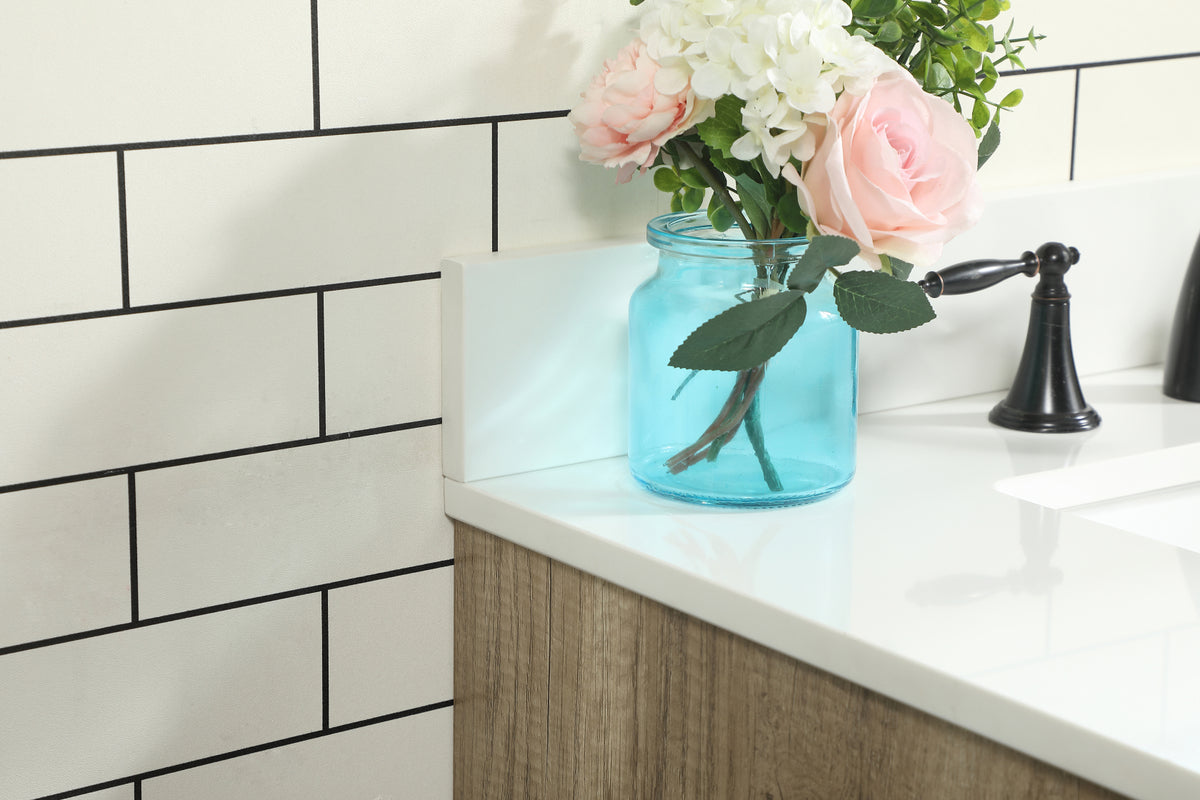 32 inch Single bathroom vanity in natural oak with backsplash
